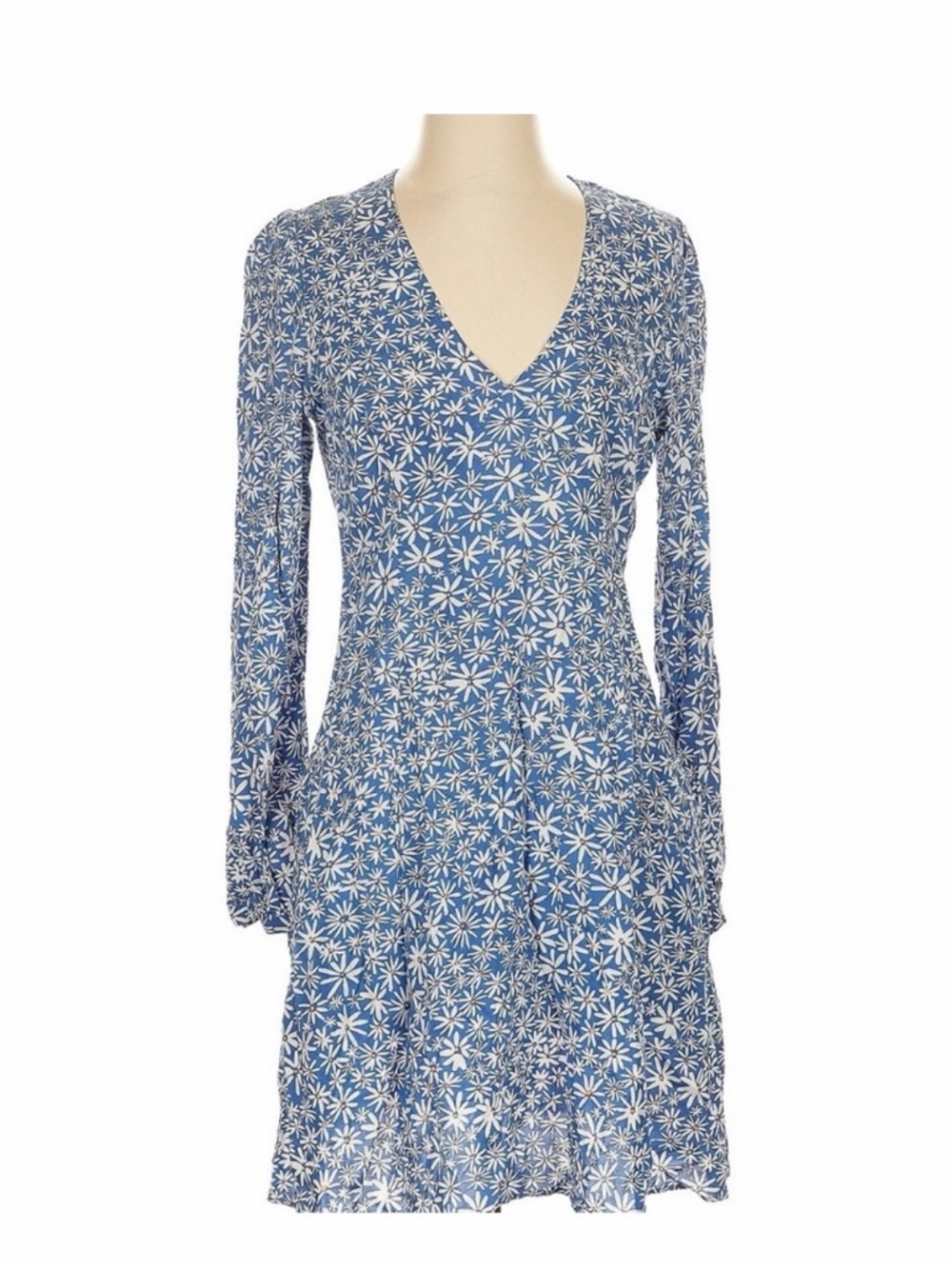 Uniqlo Blue Floral V-Neck Mini Dress